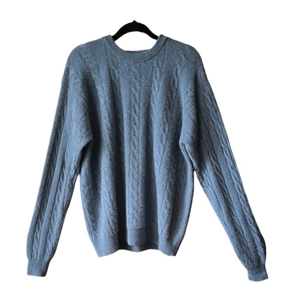 Other - Davis & Squire 100% Cashmere Cable Dusty Blue Men’s Sweater. Sz. L.